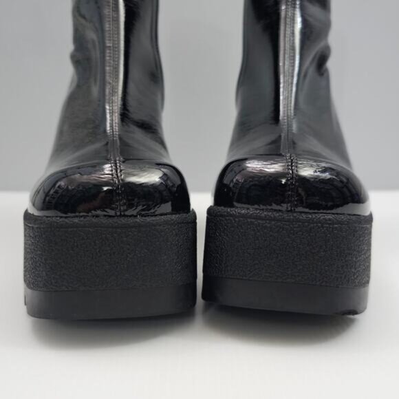 NEW Jeffrey Campbell Refresh Ankle Boot Women 9 Black Glossy Patent Y2K Platform - Picture 6 of 14
